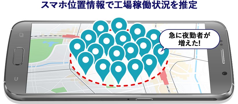 スマホ位置情報で工場稼働状況を推定