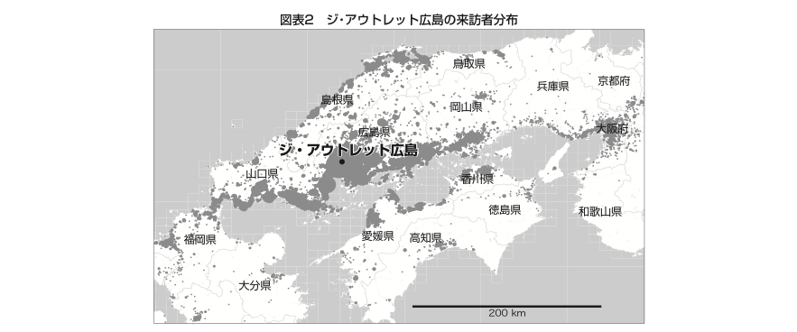 ジ・アウトレット広島の来訪者分布