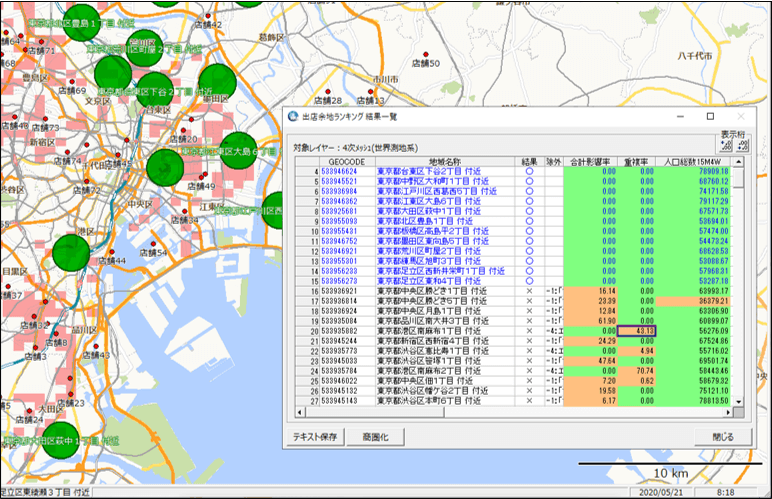 出店余地エリアランキング機能