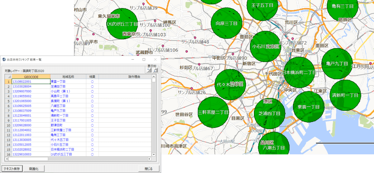 出店余地エリアランキング機能イメージ