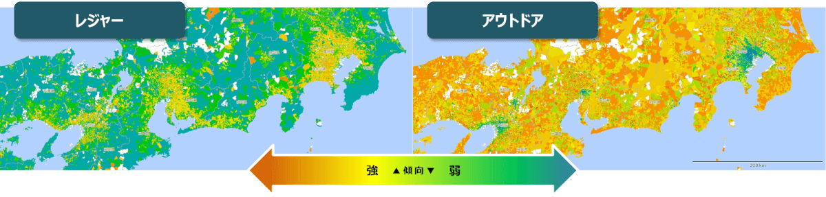 レジャー・アウトドア関連メディア閲覧傾向を地図上に可視化