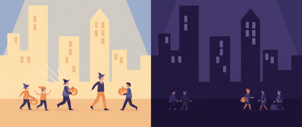 エリア別、ピーク時間帯を表した図