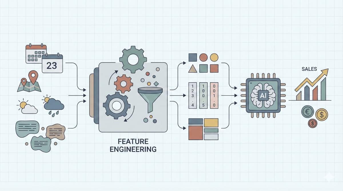 特徴量エンジニアリングとは？AI売上予測の精度を劇的に高めるデータ加工の極意