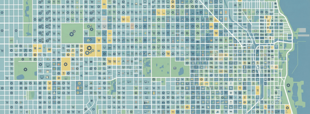 産業別、地域別の詳細な分布