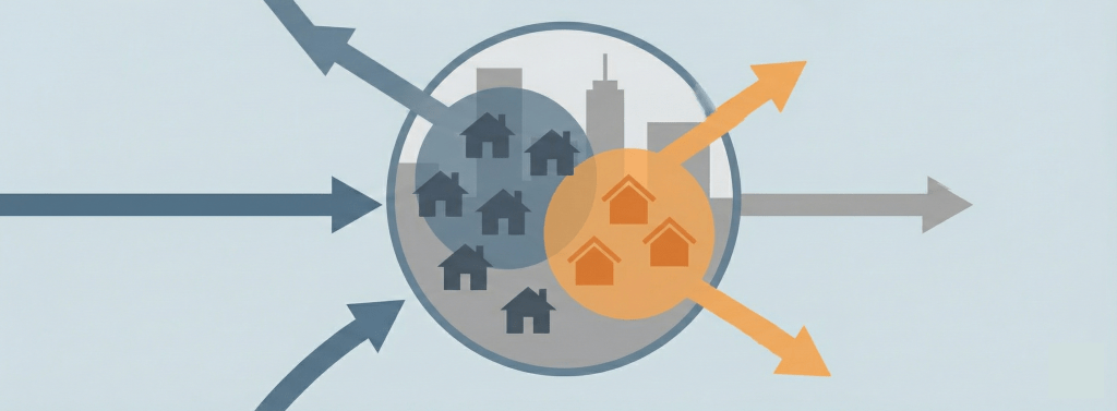 昼間人口の定義と算出ロジックイメージ