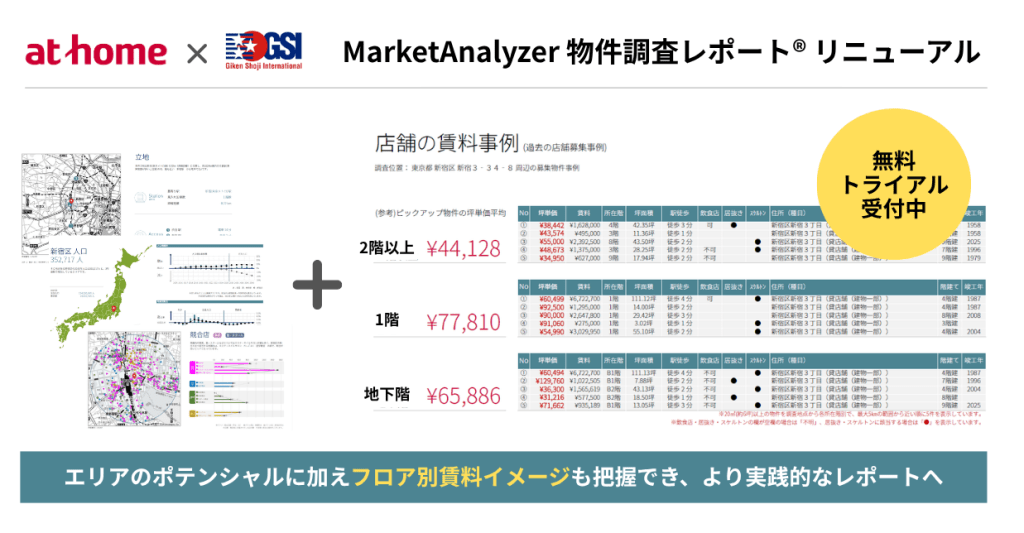 MarketAnalyzer 物件調査レポートに物件賃料事例データを追加