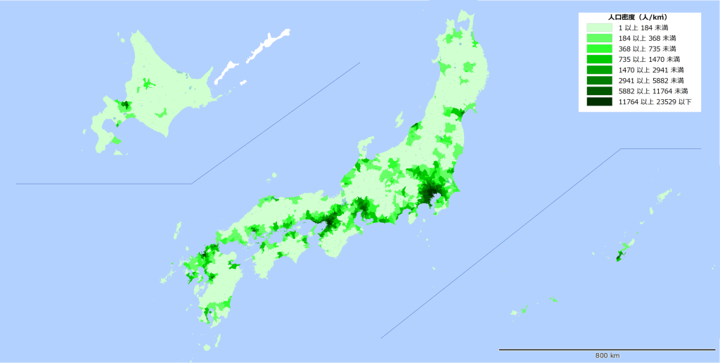【全国の人口密度マップ】