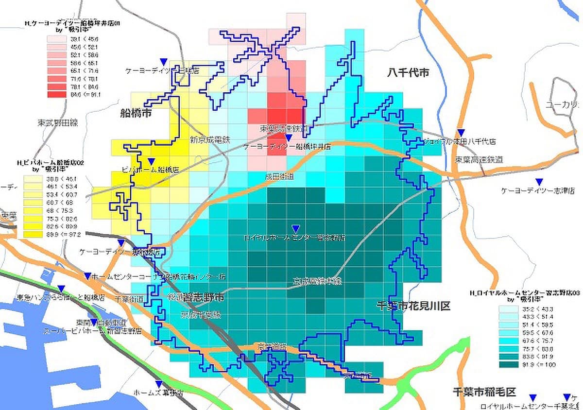 出店前の既存競合店舗分布と勢力図