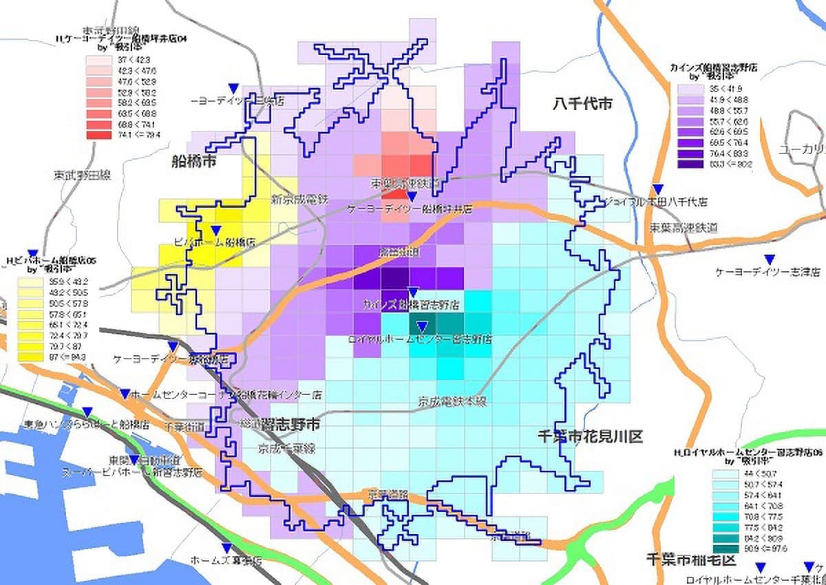 出店後の既存競合店舗分布と勢力図