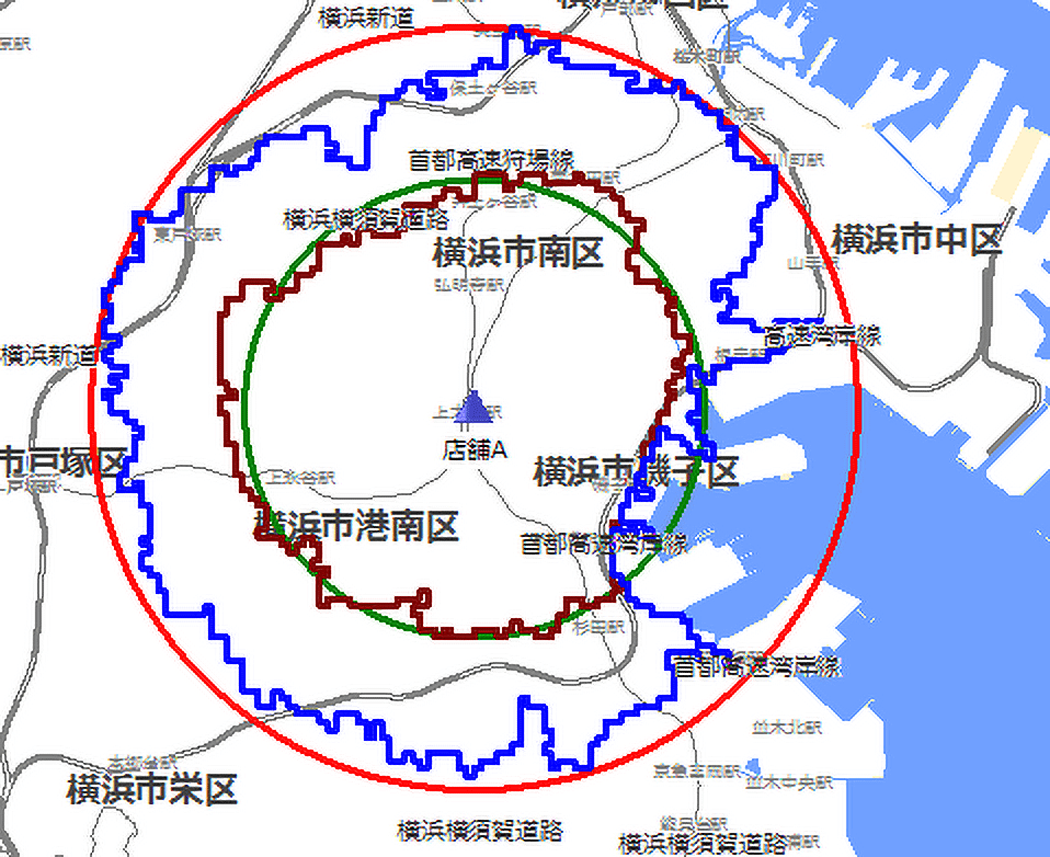 円形商圏とトラベルタイム商圏の違い