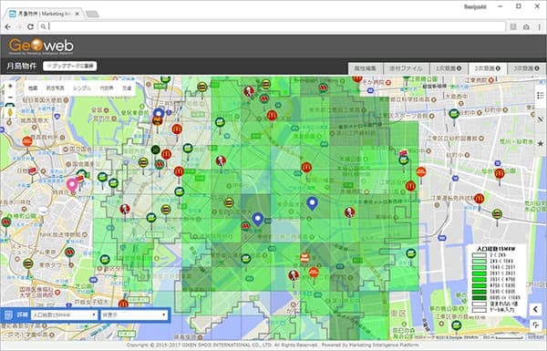 ターゲットの分布を地図上に可視化
