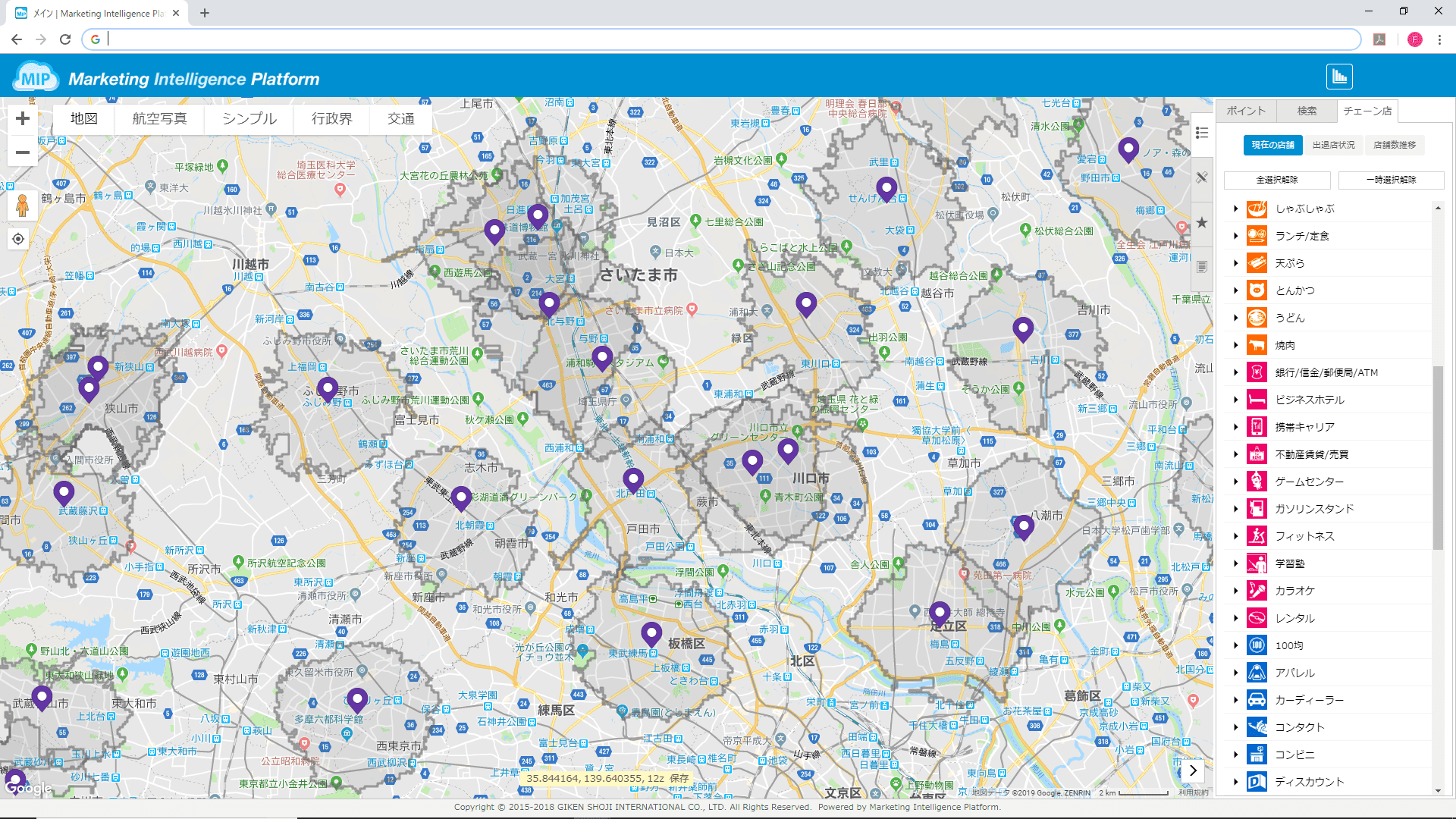 店舗・商圏プロット地図